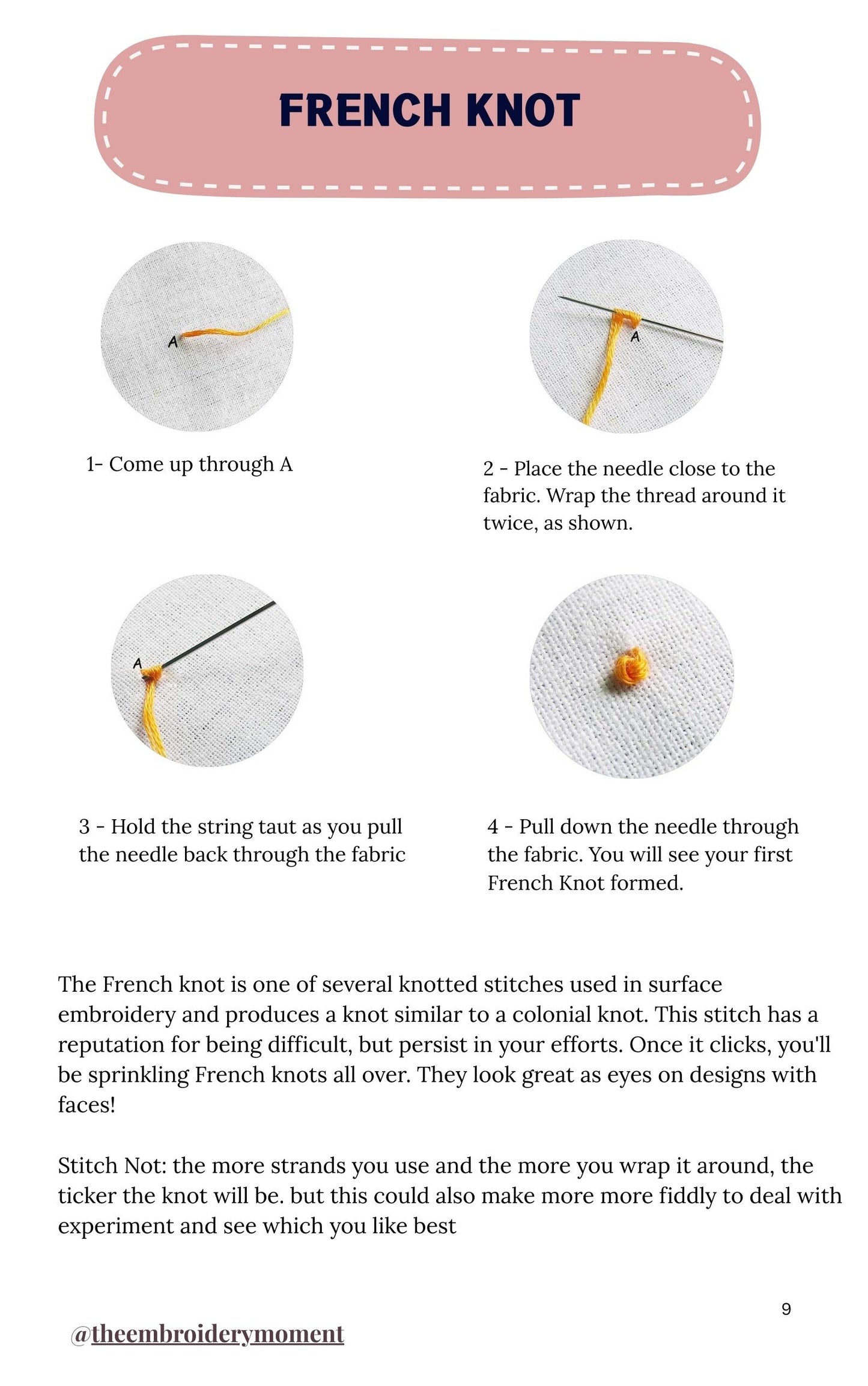 Hand Embroidery Stitch Guide, Step by Step 15 Beginner Stitch (PDF Digital Download)