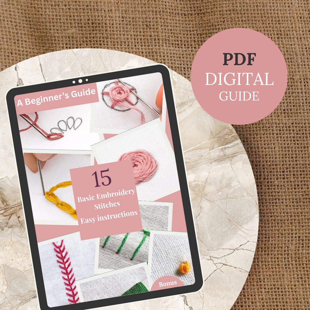 Hand Embroidery Stitch Guide, Step by Step 15 Beginner Stitch (PDF Digital Download)